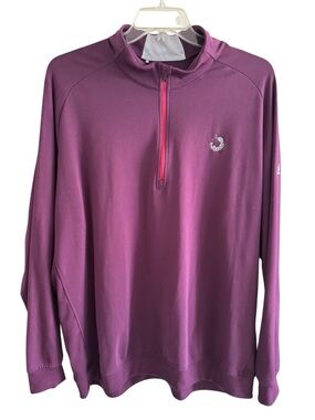 Adidas Golf Men’s 1/4 Zip Pullover Top 2XL Plum Purple Climalite Custom Logo
